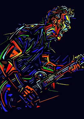 Colorful Guitarist Abstract Illustration