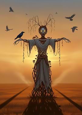 Willow Scarecrow at Sunset