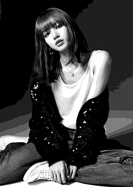 Lisa from Blackpink in monochrome