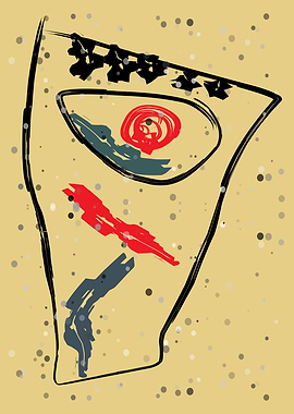 Abstract Face with Red and Blue