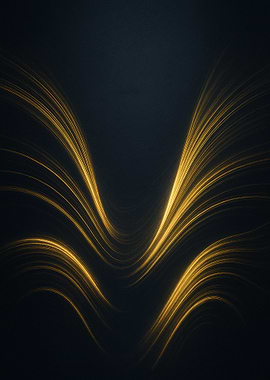 Abstract Golden Light Trails on Dark
