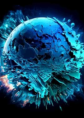 Abstract Blue Sphere Explosion