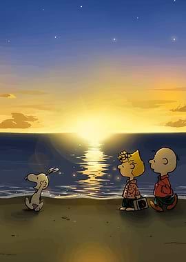 Peanuts gang watching the sunset