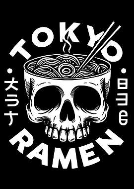 Tokyo Ramen Skull Illustration