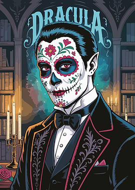 Dracula with Sugar Skull Makeup