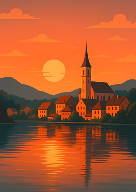 Sunset over Lakeside Village