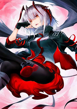 Anime Girl with Red and Black Outfit