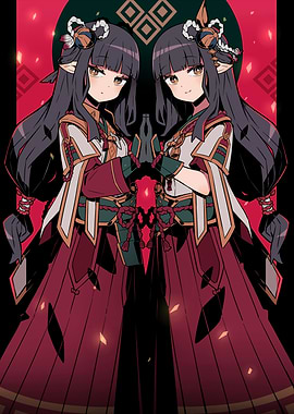 Anime Twins in Traditional Attire