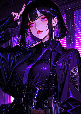 Anime Girl in Dark Outfit