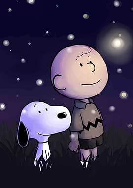 Charlie Brown and Snoopy at Night