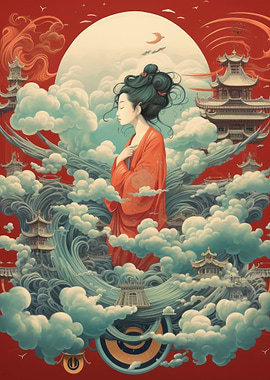 Asian Woman in Red Robe