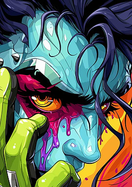 Intense Character Portrait with Vibrant Colors