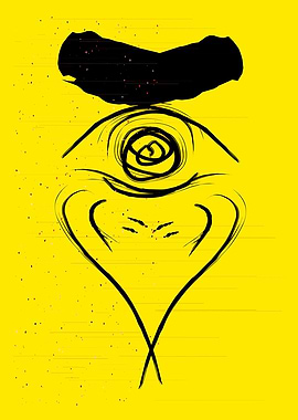 Illuminati Eye with Red Lines and Glitch on Yellow – Bold Abstract Poster