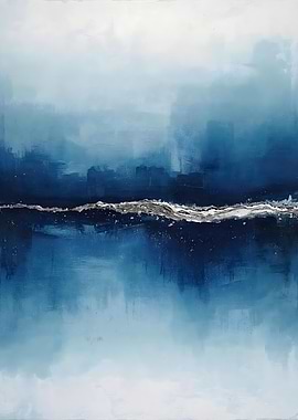 Abstract Blue Ocean Painting