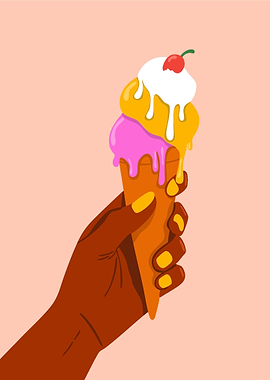 Hand Holding Melting Ice Cream Cone