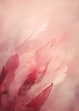 Burgundy Feathers Abstract