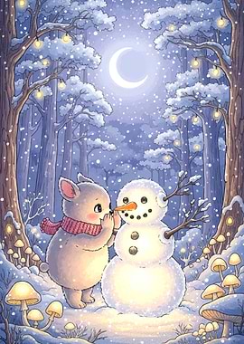Winter Wonderland: Mouse and Snowman