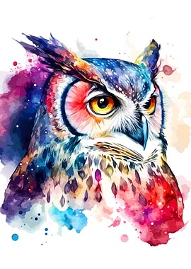 Watercolor Owl Portrait