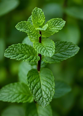 Fresh Green Mint Plant Close-Up