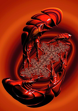 Abstract Red Fractal Digital Art