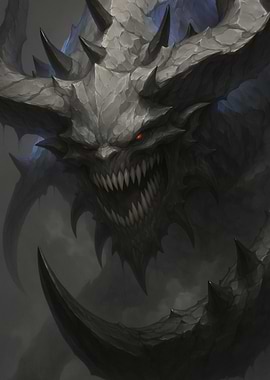Menacing Demon with Horns and Sharp Teeth