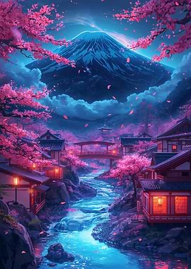 Mount Fuji Cherry Blossom Landscape