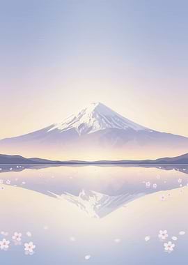 Mount Fuji Reflection with Cherry Blossoms