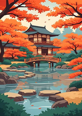 Japanese Landscape Temple Nature posters