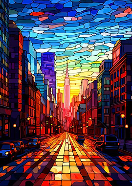 Stained Glass New York Cityscape
