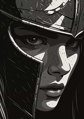 Monochrome Warrior Woman Portrait