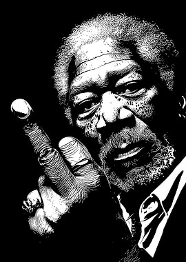 Morgan Freeman Black and White Portrait