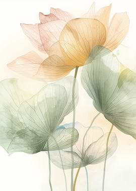 Watercolor Lotus Flowers