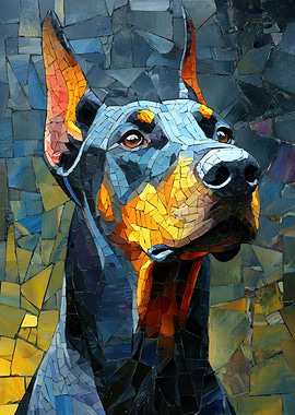 Doberman mosaic portrait
