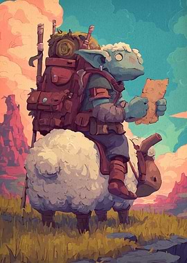Goblin Rider with Map on Sheep