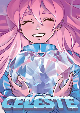 Celeste game fanart with heart crystal