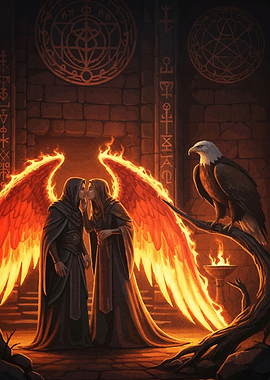 Fiery Angels Kissing Eagle