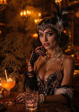 Flapper Girl at the Bar