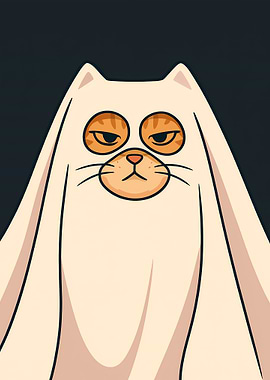 Grumpy Cat Ghost Costume Illustration