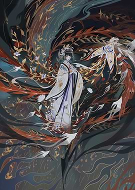 Elegant Woman in Floral Fantasy