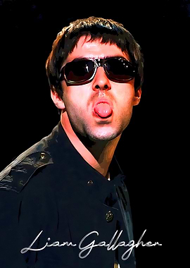 Liam Gallagher portrait with tongue out