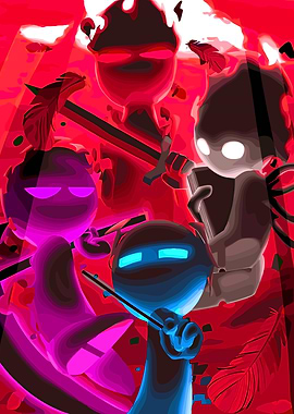 Abstract Figures with Weapons and Book