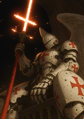 Armored Angel with Flaming Sword