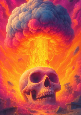 Skull with Mushroom Cloud