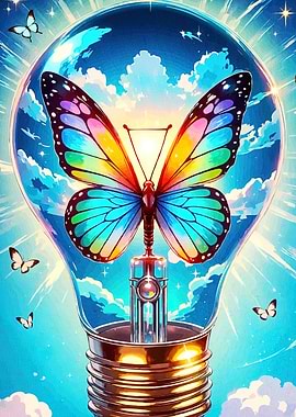 Butterfly Lightbulb Sky