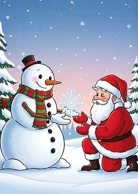 Santa and Snowman Snowflake