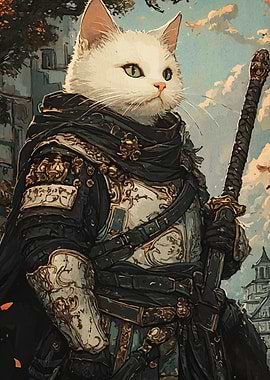 Cat Knight with Sword