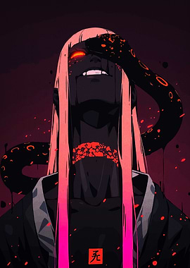 Dark Figure with Snake and Red Accents