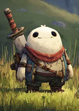 Cute Cartoon Adventurer with Sword