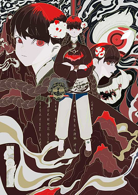 Anime Girl with Skull Mask Illustration