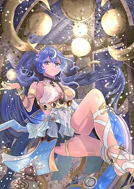 Girl with Celestial Background